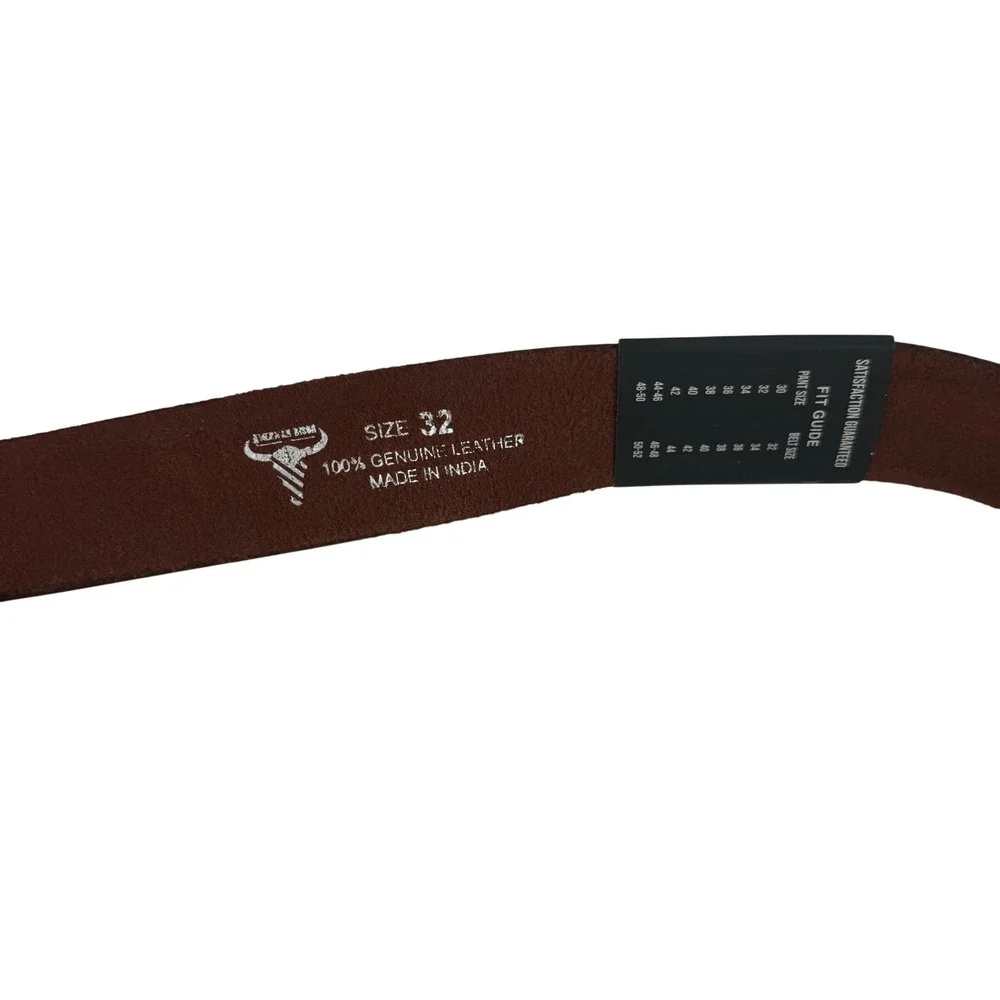 American Bison Cognac Leather Belt Rugged Americana Western Heritage Size 32‎
